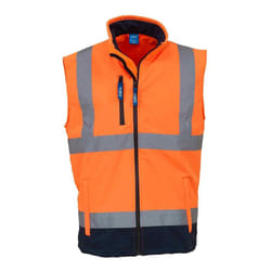Yoko Mens Hi Vis Softshell Bodywarmer / Workwear - 3XL, Hi Vis Orange/Navy
