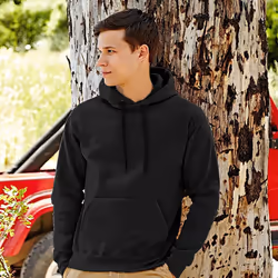 Fruit Of The Loom Mens Premium 70/30 Hooded Sweatshirt / Hoodie - M, Black