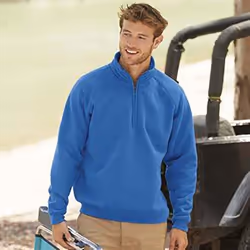 Fruit Of The Loom Mens Premium 70/30 Zip Neck Sweatshirt - 2XL, Royal Blue