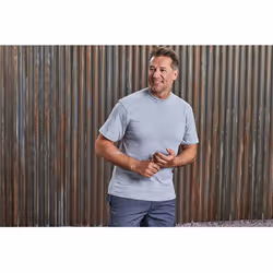 Russell Europe Mens Workwear Short Sleeve Cotton T-Shirt - L, Light Oxford