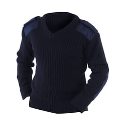 Yoko Mens V-Neck NATO Security Sweater / Workwear - M, Navy Blue