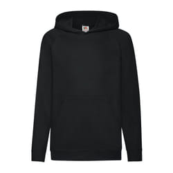 Fruit Of The Loom Childrens Unisex Lightweight Hooded Sweatshirt / Hoodie - 12-13, Black