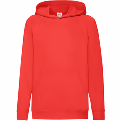 Fruit Of The Loom Childrens Unisex Lightweight Hooded Sweatshirt / Hoodie - 9-11, Red