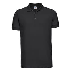 Russell Mens Stretch Short Sleeve Polo Shirt - 2XL, Black