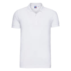 Russell Mens Stretch Short Sleeve Polo Shirt - 2XL, White