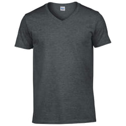 Gildan Mens Soft Style V-Neck Short Sleeve T-Shirt - M, Dark Heather