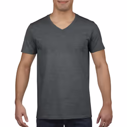 Gildan Mens Soft Style V-Neck Short Sleeve T-Shirt - M, Dark Heather