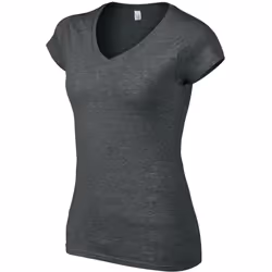Gildan Ladies Soft Style Short Sleeve V-Neck T-Shirt - 2XL, Dark Heather