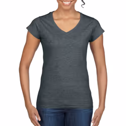 Gildan Ladies Soft Style Short Sleeve V-Neck T-Shirt - 2XL, Dark Heather