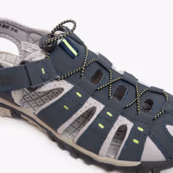 PDQ Mens Toggle & Touch Fastening Synthetic Nubuck Trail Sandals - 10 UK, Navy Blue/Lime