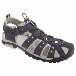PDQ Mens Toggle & Touch Fastening Synthetic Nubuck Trail Sandals - 12 UK, Navy Blue/Lime