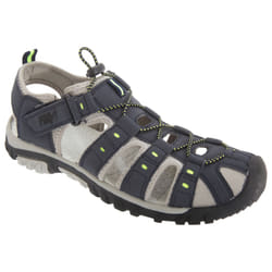 PDQ Mens Toggle & Touch Fastening Synthetic Nubuck Trail Sandals - 12 UK, Navy Blue/Lime