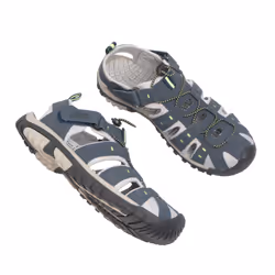 PDQ Mens Toggle & Touch Fastening Synthetic Nubuck Trail Sandals - 12 UK, Navy Blue/Lime