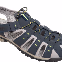 PDQ Mens Toggle & Touch Fastening Synthetic Nubuck Trail Sandals - 12 UK, Navy Blue/Lime