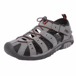 PDQ Mens Toggle & Touch Fastening Synthetic Nubuck Trail Sandals - 12 UK, Grey/Red