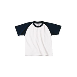 B&C Childrens Boys Short Sleeve Baseball T-Shirt - 3-4 Years, White/Navy