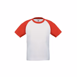 B&C Childrens Boys Short Sleeve Baseball T-Shirt - 3-4 Years, White/Red