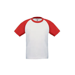 B&C Childrens Boys Short Sleeve Baseball T-Shirt - 3-4 Years, White/Red
