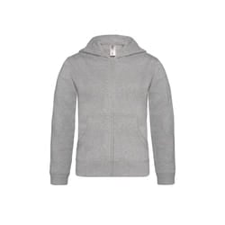 B&C Childrens/Kids Plain Full Zip Hoodie Jacket - 7-8 Years, Heather Grey