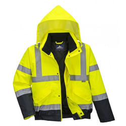 Portwest Unisex Hi-Vis Bomber Jacket (S463) / Workwear / Safetywear - M, Hi-Vis Yellow/ Navy