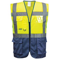 Portwest Hi Vis Executive / Manager Vest / Safetywear - L, Yellow/ Navy