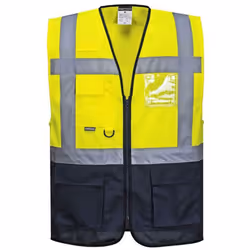 Portwest Hi Vis Executive / Manager Vest / Safetywear - L, Yellow/ Navy