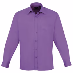 Premier Mens Long Sleeve Formal Plain Work Poplin Shirt - 16.5, Rich Violet