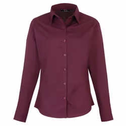Premier Womens/Ladies Poplin Long Sleeve Blouse / Plain Work Shirt - 10, Aubergine