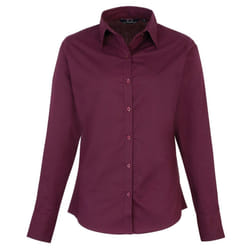 Premier Womens/Ladies Poplin Long Sleeve Blouse / Plain Work Shirt - 18, Aubergine