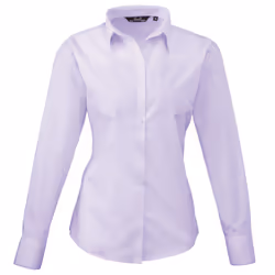 Premier Womens/Ladies Poplin Long Sleeve Blouse / Plain Work Shirt - 6, Lilac