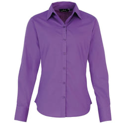Premier Womens/Ladies Poplin Long Sleeve Blouse / Plain Work Shirt - 14, Rich Violet