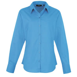 Premier Womens/Ladies Poplin Long Sleeve Blouse / Plain Work Shirt - 24, Sapphire