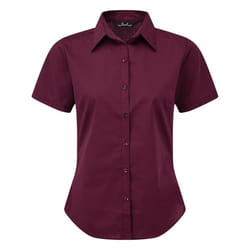 Premier Short Sleeve Poplin Blouse / Plain Work Shirt - 18, Aubergine