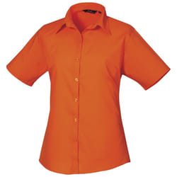 Premier Short Sleeve Poplin Blouse / Plain Work Shirt - 6, Orange