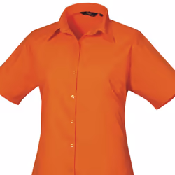 Premier Short Sleeve Poplin Blouse / Plain Work Shirt - 6, Orange