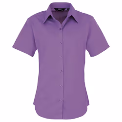 Premier Short Sleeve Poplin Blouse / Plain Work Shirt - 22, Rich Violet