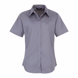 Premier Short Sleeve Poplin Blouse / Plain Work Shirt - 22, Steel