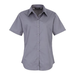 Premier Short Sleeve Poplin Blouse / Plain Work Shirt - 22, Steel