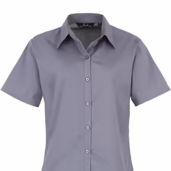 Premier Short Sleeve Poplin Blouse / Plain Work Shirt - 26, Steel
