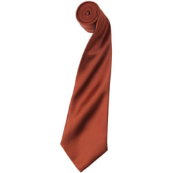 Premier Mens Plain Satin Tie (Narrow Blade) - One Size, Chestnut
