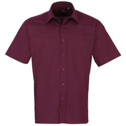 Premier Mens Short Sleeve Formal Poplin Plain Work Shirt - 15.5, Aubergine