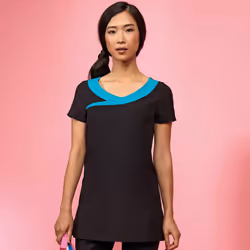 Premier Womens/Ladies Ivy Beauty And Spa Tunic (Contrast Neckline) - 6, Black/ Turquoise