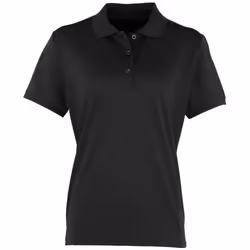 Premier Womens/Ladies Coolchecker Short Sleeve Pique Polo T-Shirt - M, Black