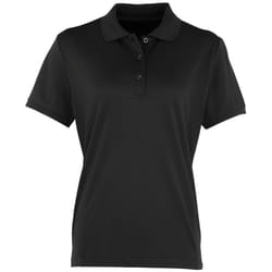 Premier Womens/Ladies Coolchecker Short Sleeve Pique Polo T-Shirt - M, Black