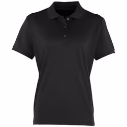 Premier Womens/Ladies Coolchecker Short Sleeve Pique Polo T-Shirt - S, Black