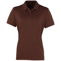 Premier Womens/Ladies Coolchecker Short Sleeve Pique Polo T-Shirt - L, Brown