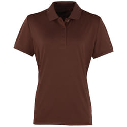 Premier Womens/Ladies Coolchecker Short Sleeve Pique Polo T-Shirt - M, Brown