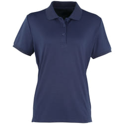 Premier Womens/Ladies Coolchecker Short Sleeve Pique Polo T-Shirt - S, Navy