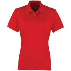 Premier Womens/Ladies Coolchecker Short Sleeve Pique Polo T-Shirt - M, Red