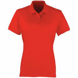 Premier Womens/Ladies Coolchecker Short Sleeve Pique Polo T-Shirt - S, Red